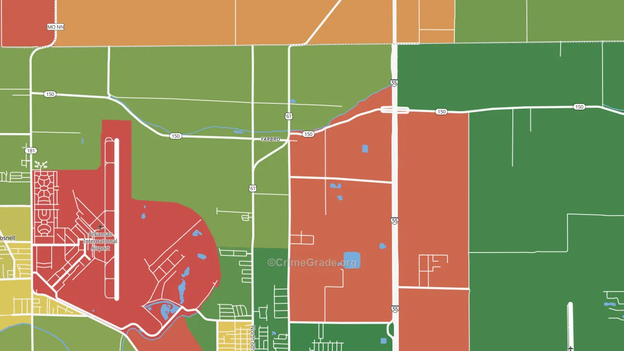 Yarbro, AR Map of Arson Rates