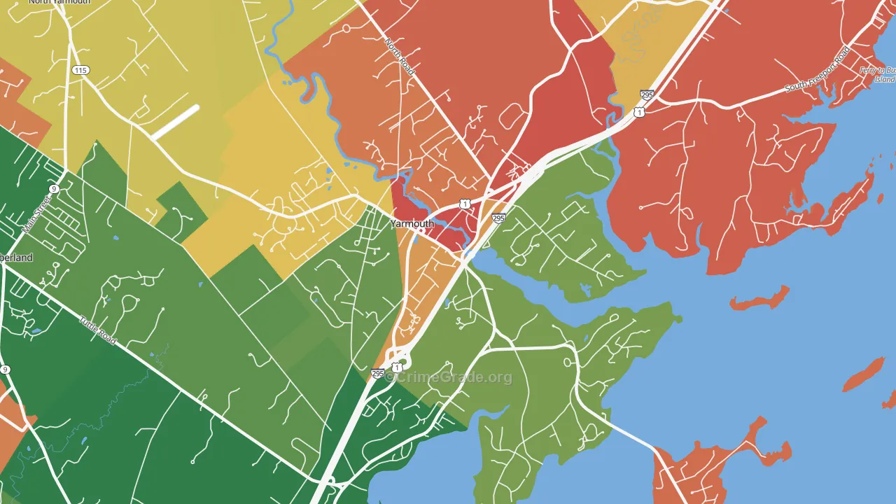 Yarmouth, ME Map of Arson Rates