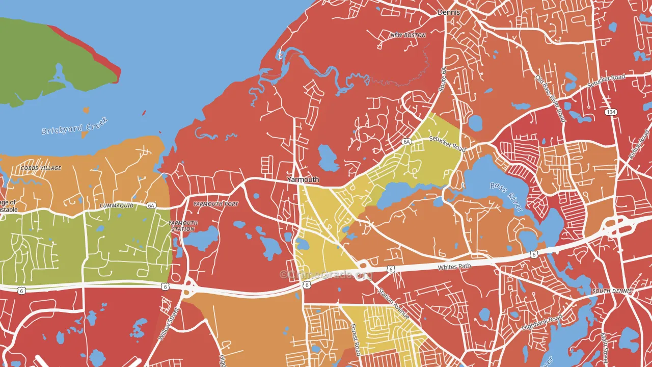 Yarmouth Port, MA Map of Arson Rates