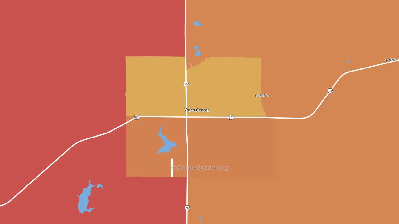 Yates Center, KS Map of Arson Rates