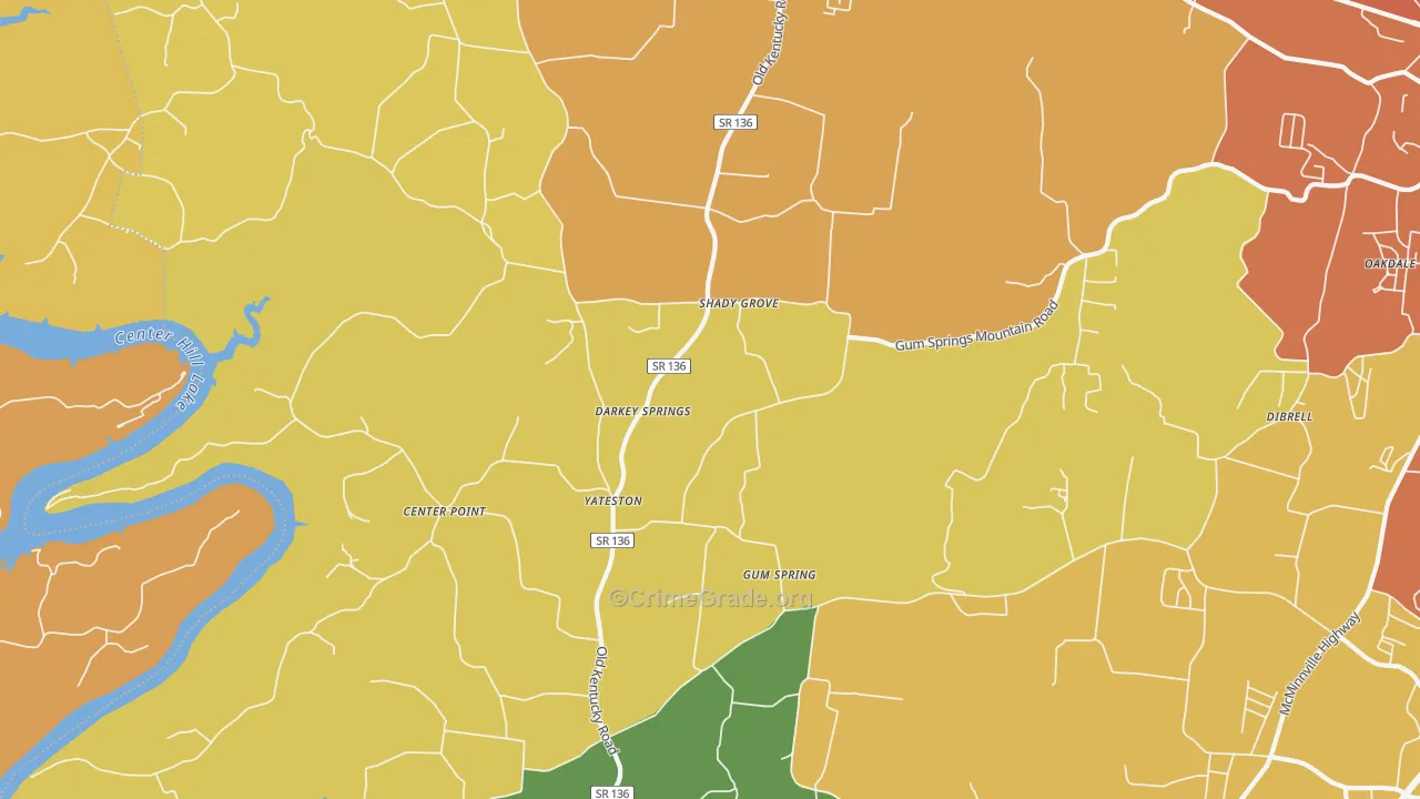 Yateston, TN Map of Arson Rates