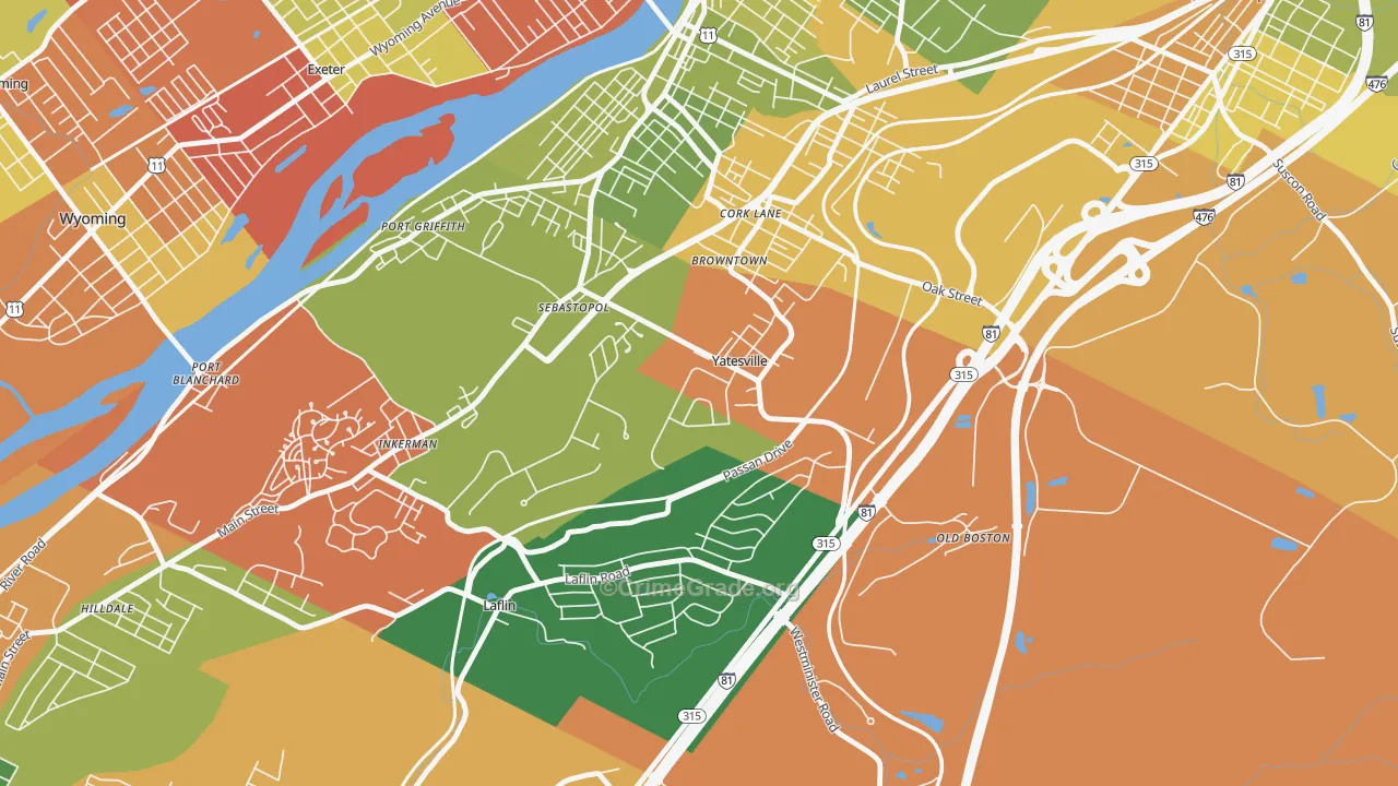 Yatesville, PA Map of Arson Rates