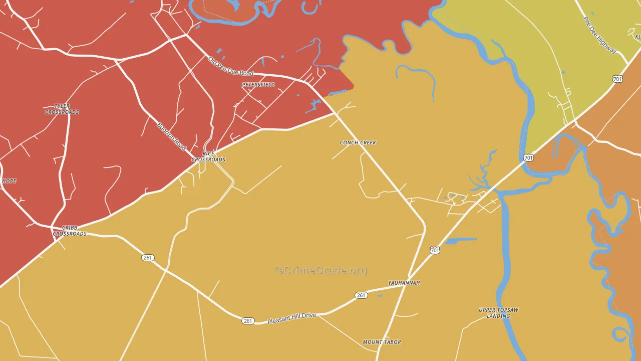 Yauhannah, SC Map of Arson Rates