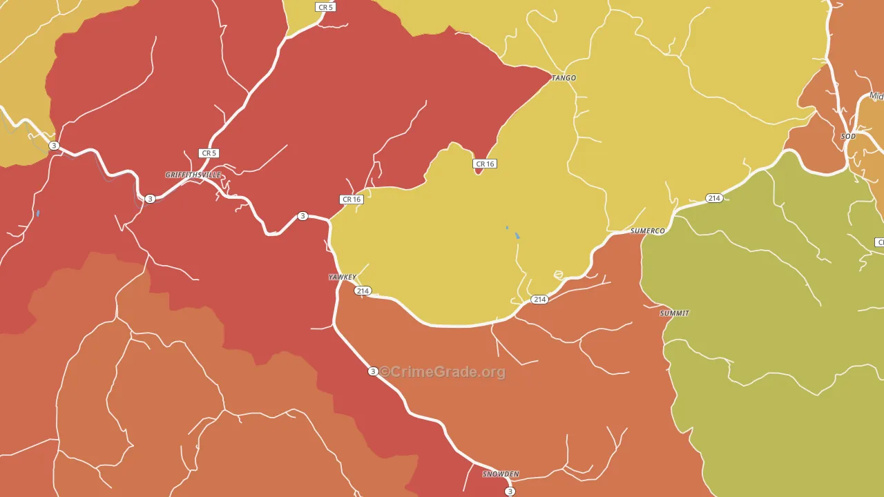 Yawkey, WV Map of Arson Rates