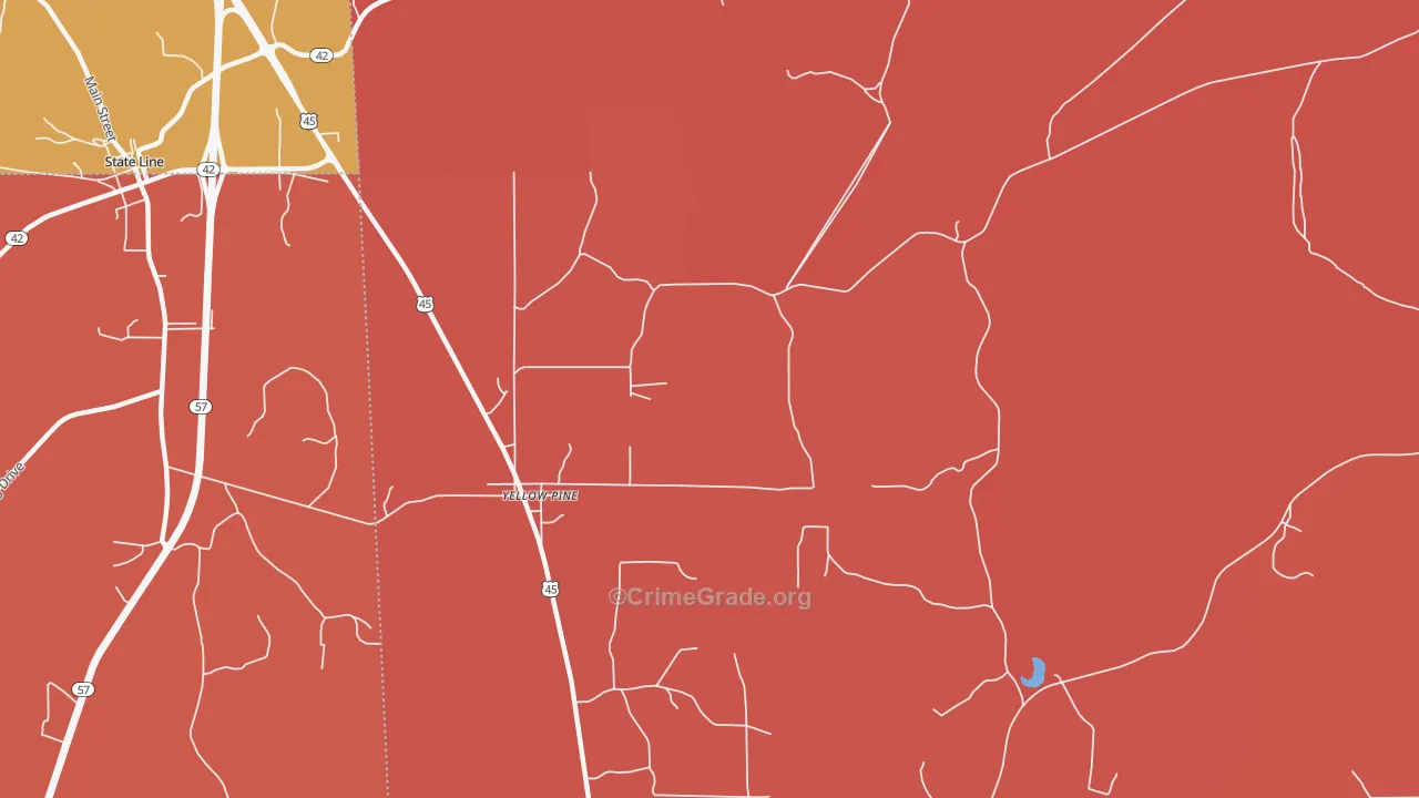 Yellow Pine, AL Map of Arson Rates
