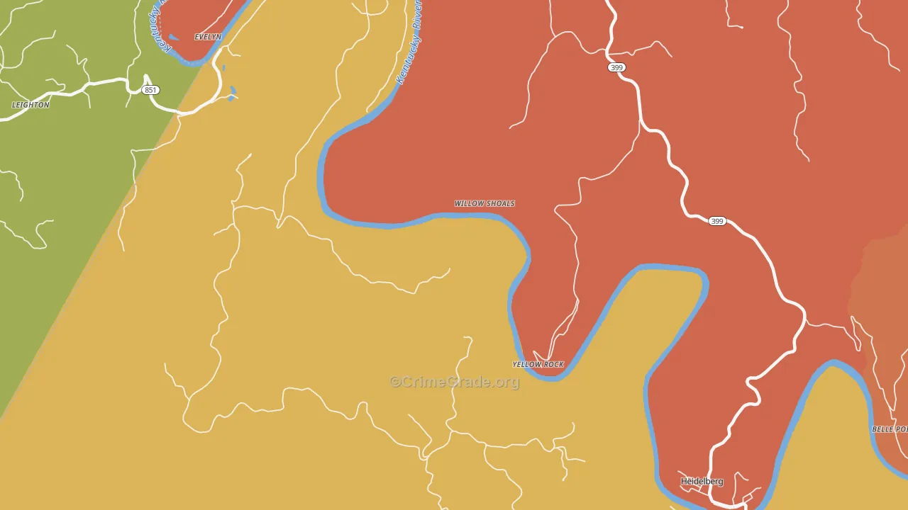 Yellow Rock, KY Map of Arson Rates