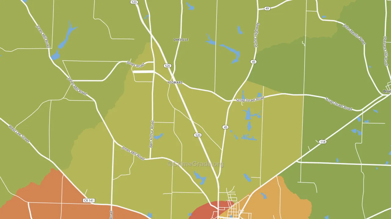 Yeomans, GA Map of Arson Rates