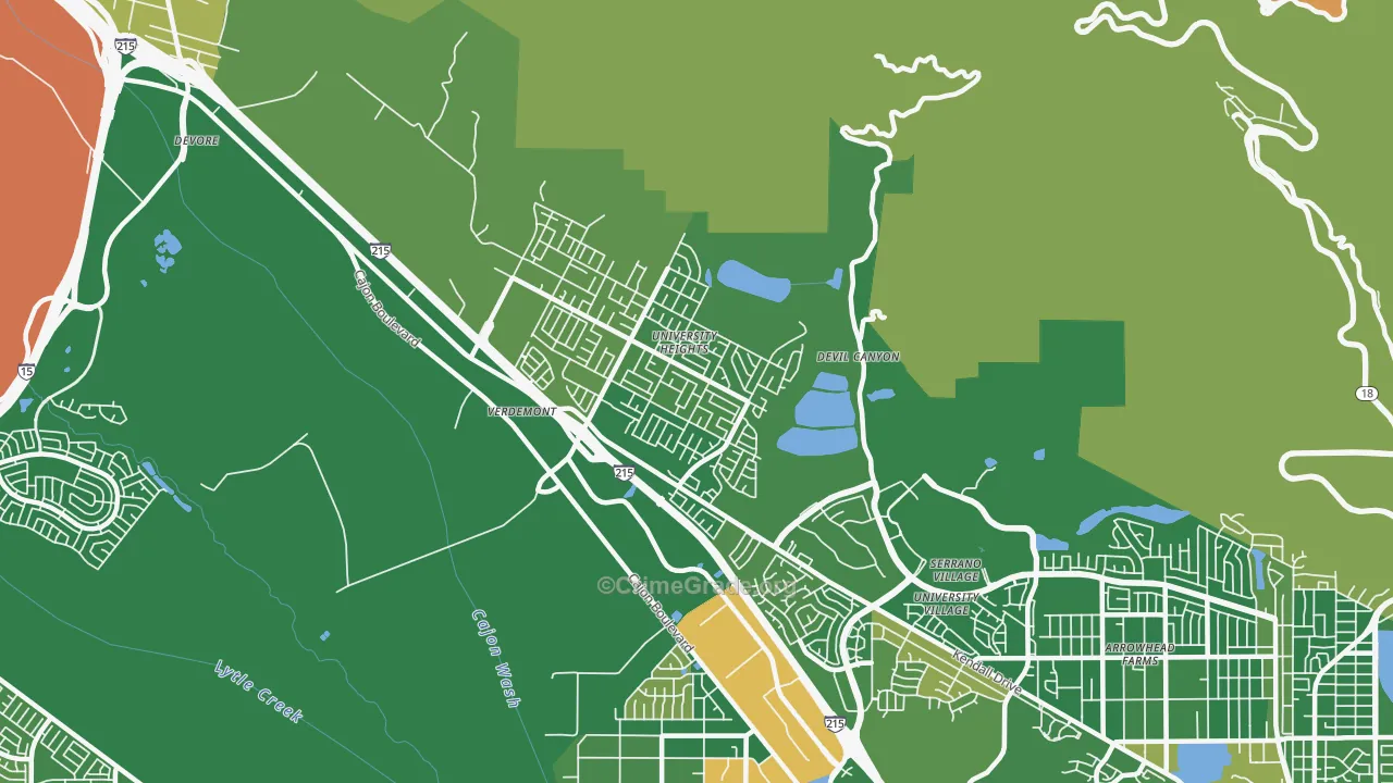 Yerdemont, San Bernardino, CA Map of Arson Rates