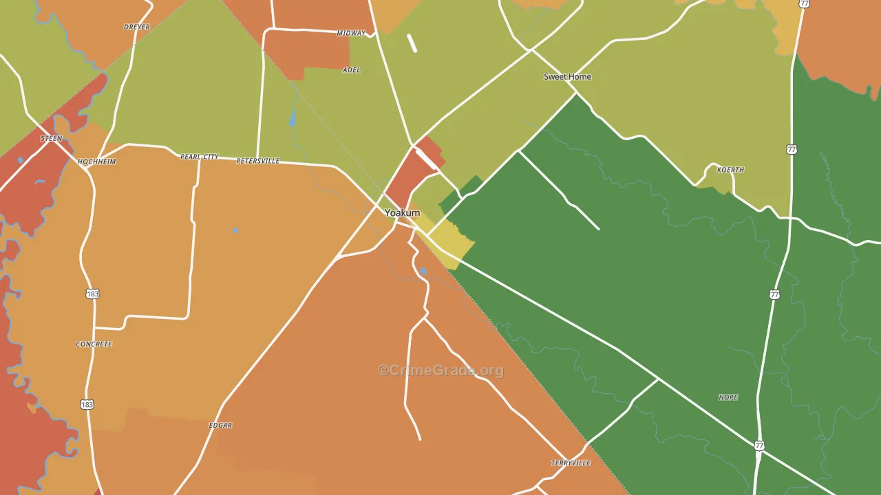 Yoakum, TX Map of Arson Rates