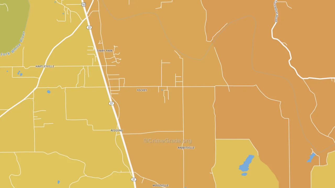 Yockey, IN Map of Arson Rates