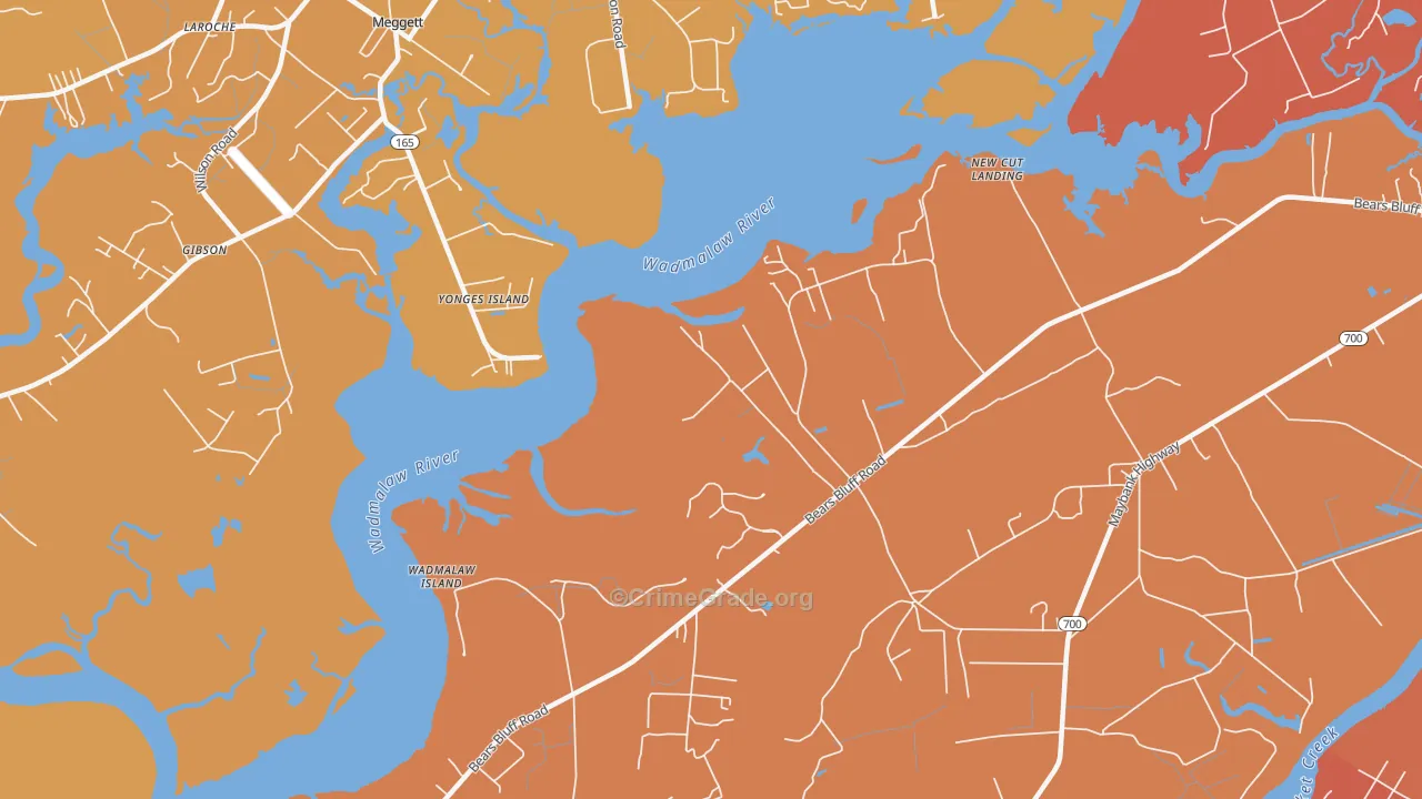 Yonges Island, SC Map of Arson Rates