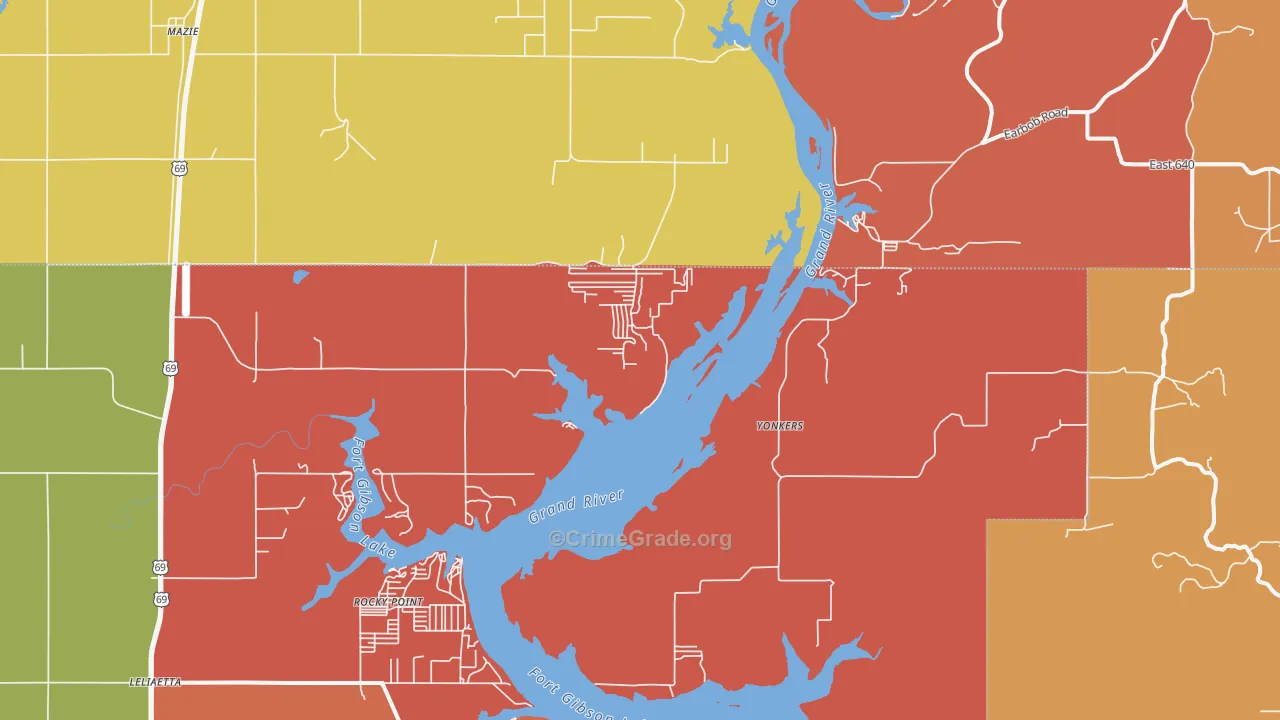 Yonkers, OK Map of Arson Rates