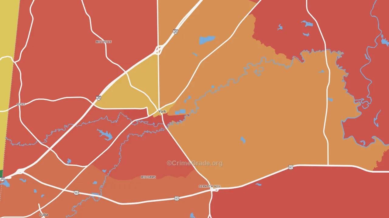 York, AL Map of Arson Rates