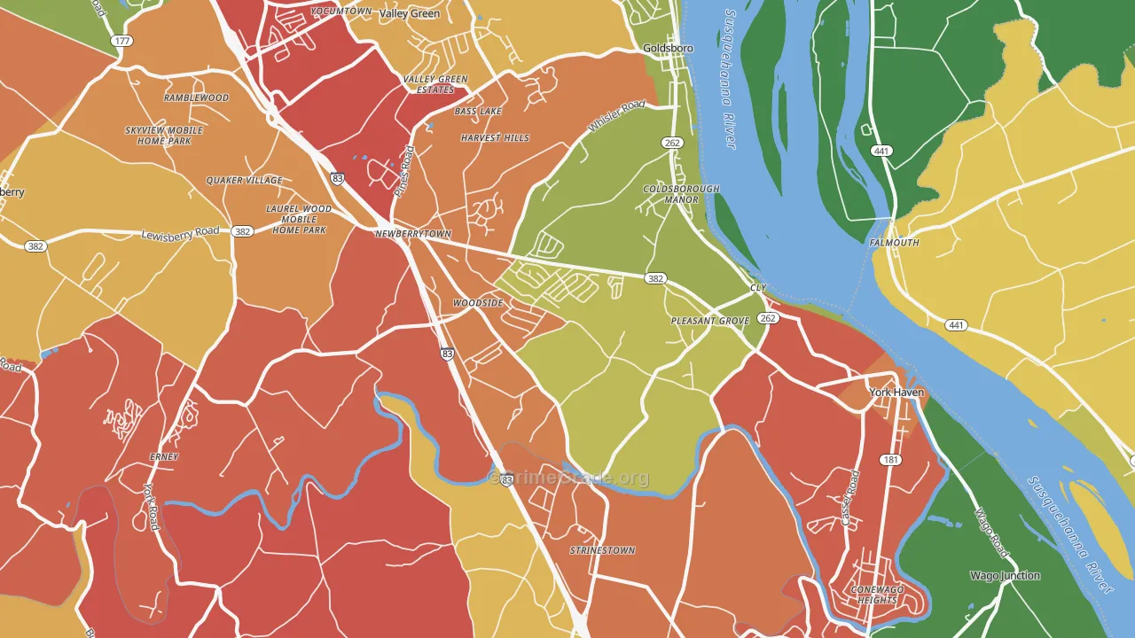 York Haven, PA Map of Arson Rates
