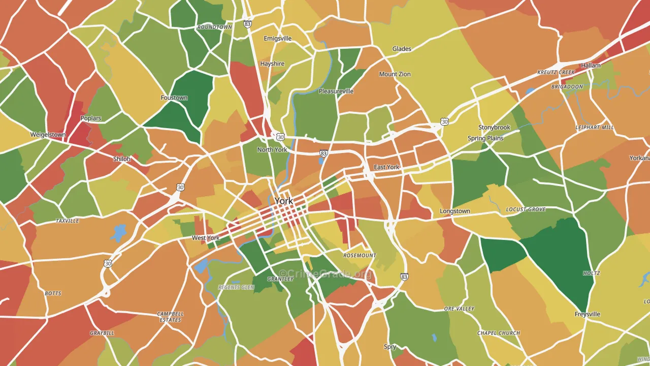York, PA Map of Arson Rates