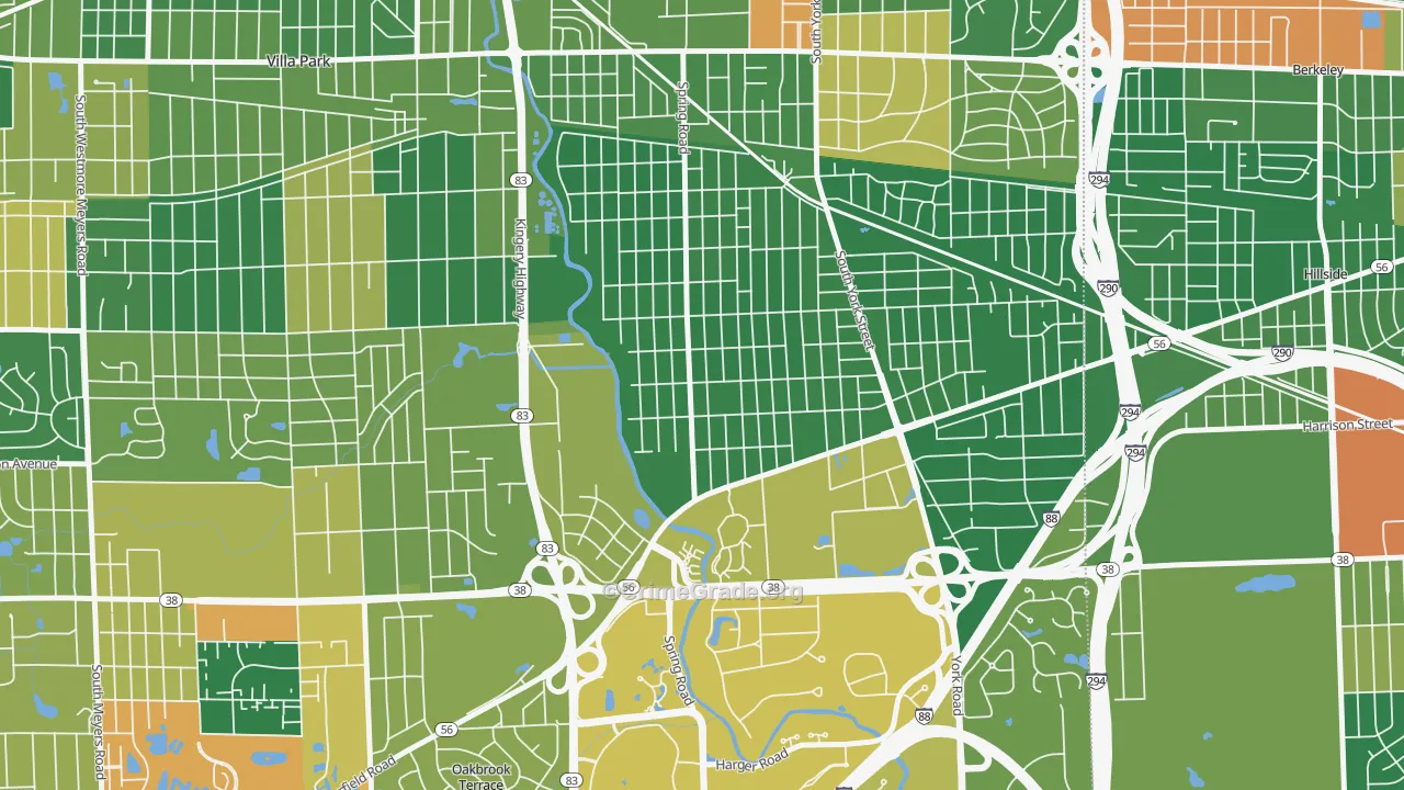Yorkfield, Elmhurst, IL Map of Arson Rates
