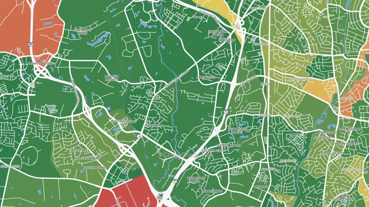 Yorkmount, Charlotte, NC Map of Arson Rates