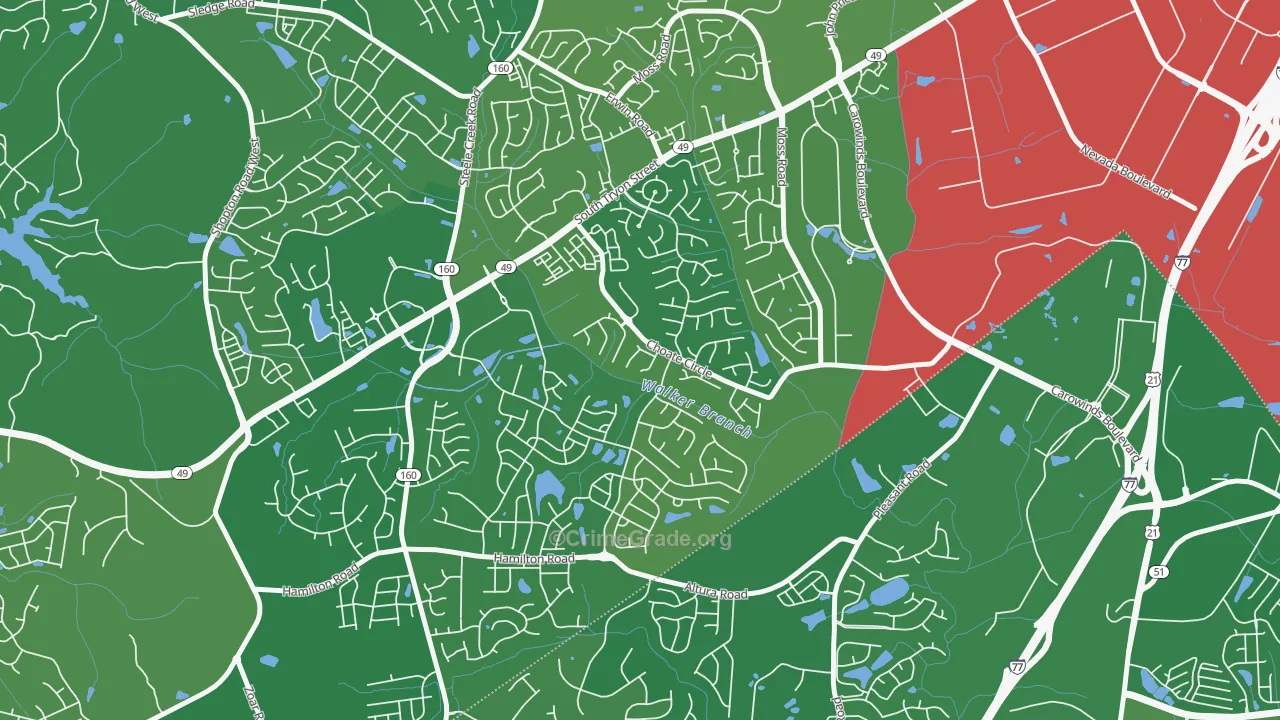 Yorkshire, Charlotte, NC Map of Arson Rates