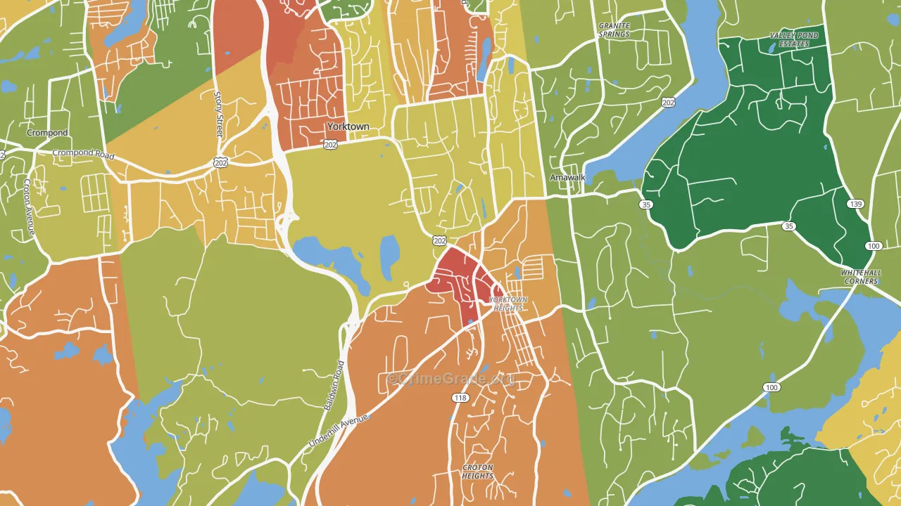 Yorktown Heights, NY Map of Arson Rates