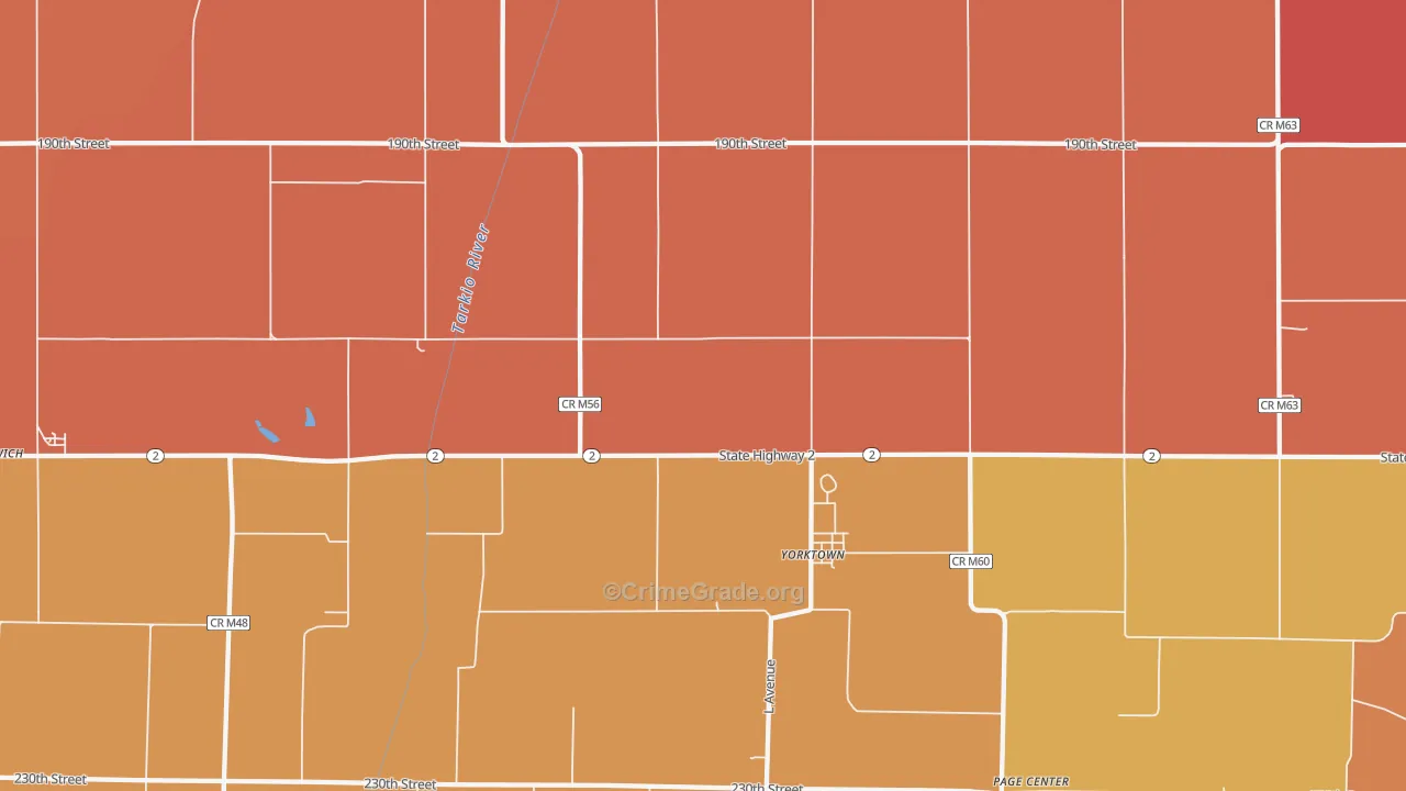 Yorktown, IA Map of Arson Rates