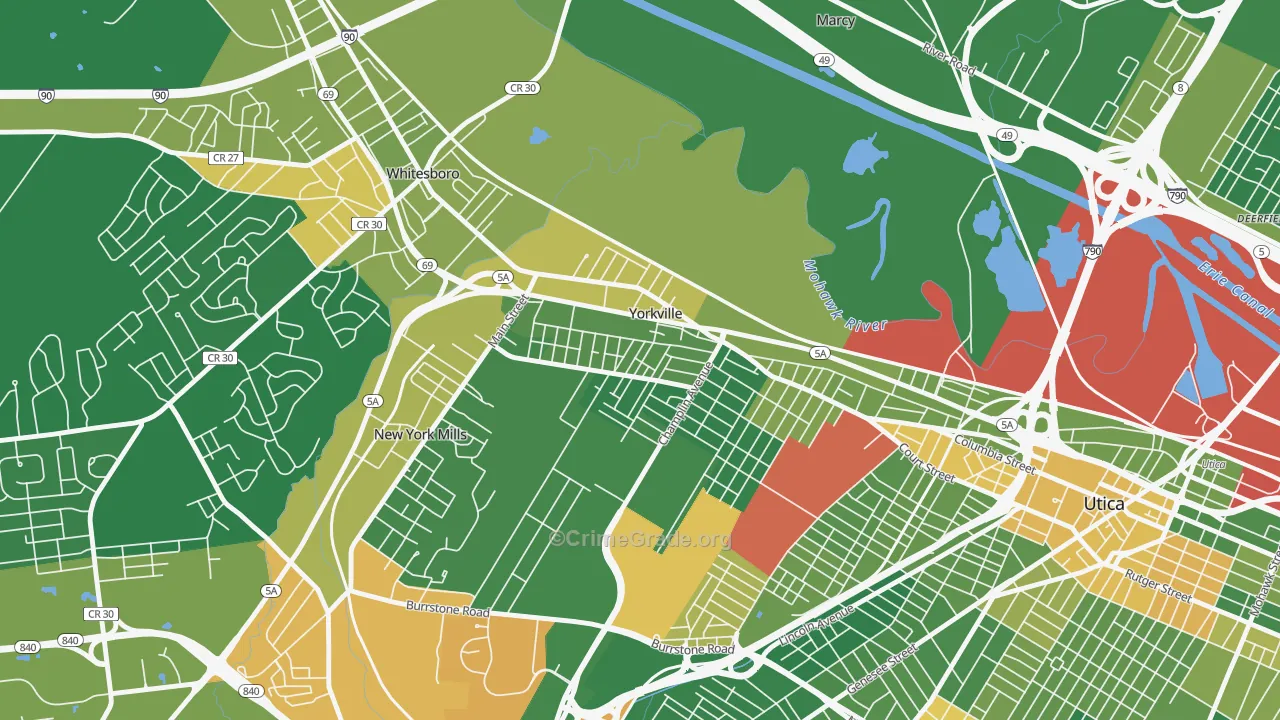 Yorkville, NY Map of Arson Rates