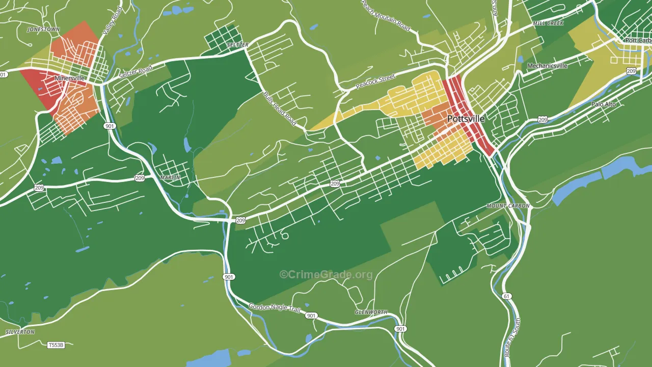 Yorkville, Pottsville, PA Map of Arson Rates