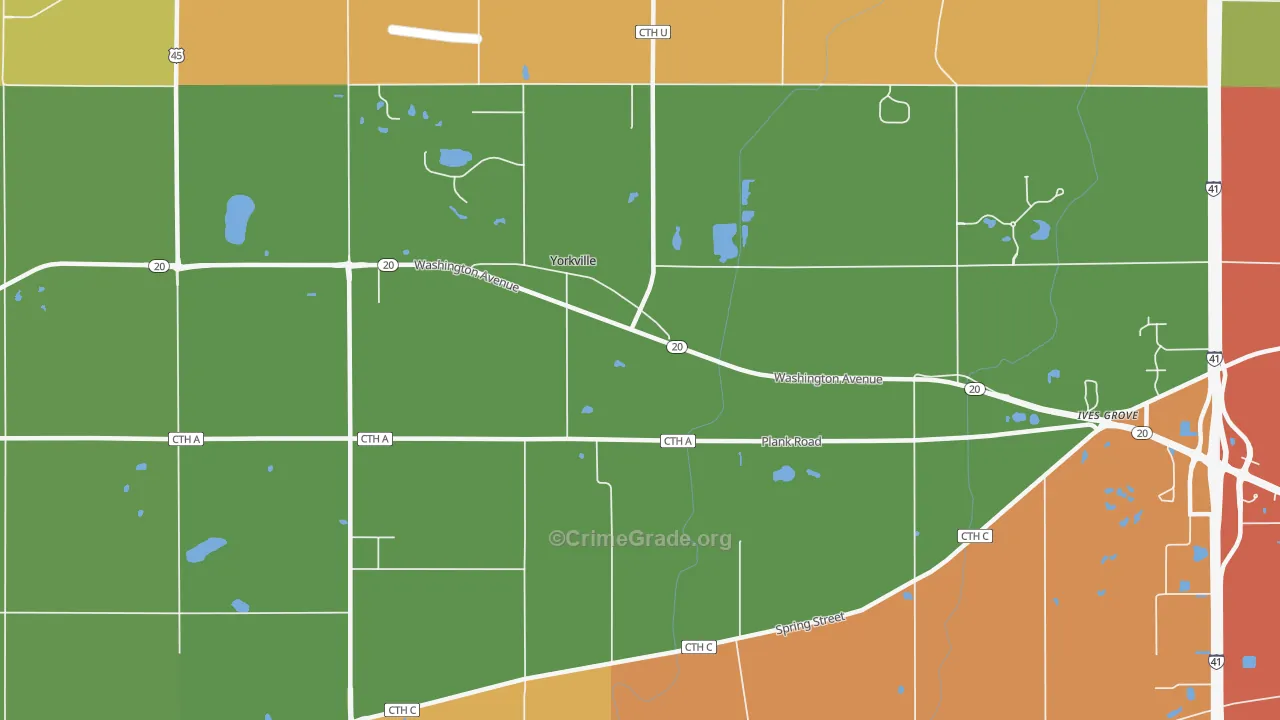 Yorkville, WI Map of Arson Rates