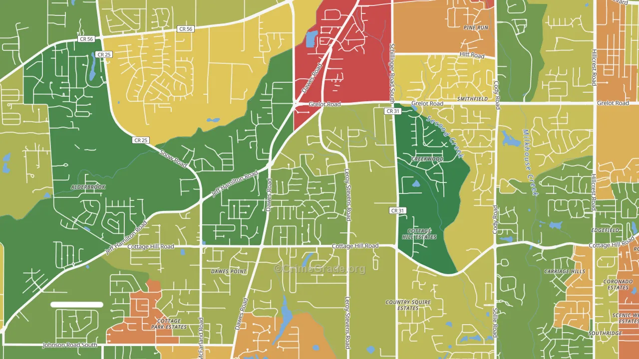 Yorkwood, Mobile, AL Map of Arson Rates