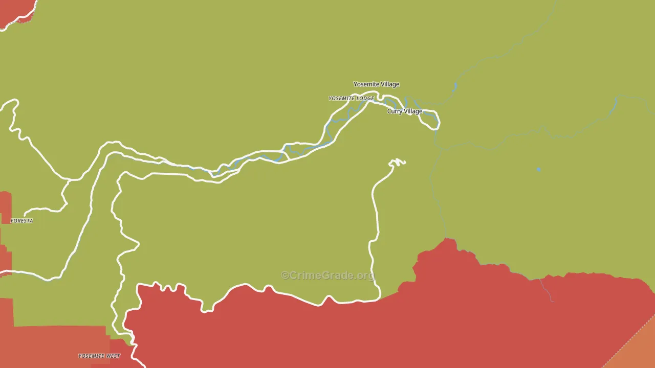Yosemite National Park, CA Map of Arson Rates