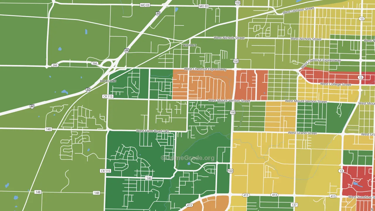 Young-Lilly, Springfield, MO Map of Arson Rates