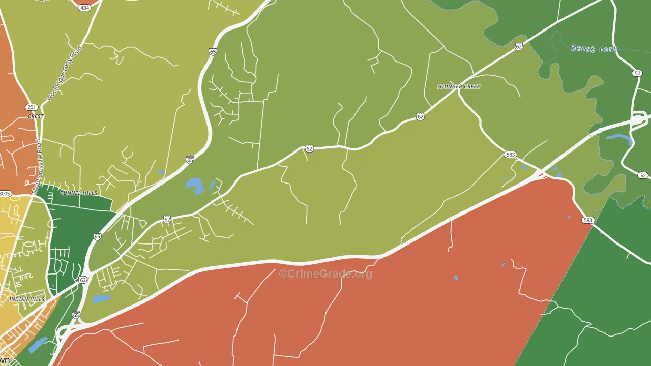 Younger Creek, KY Map of Arson Rates