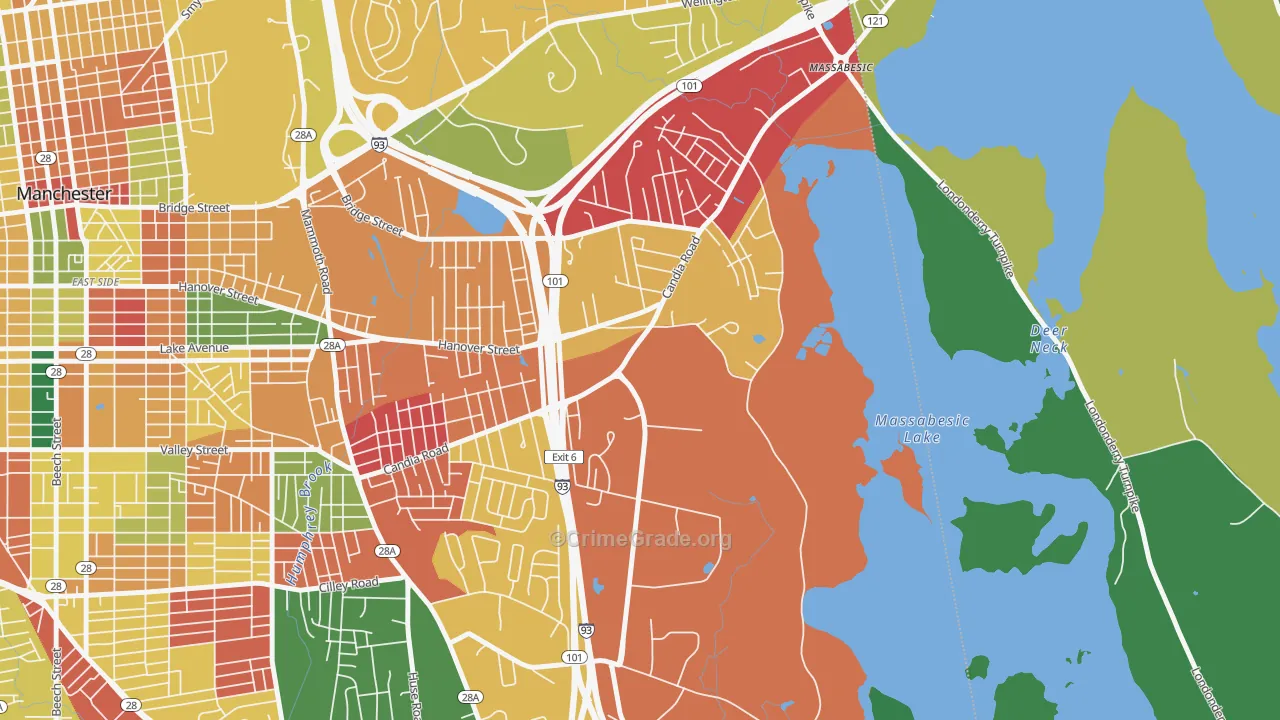 Youngsville, Manchester, NH Map of Arson Rates