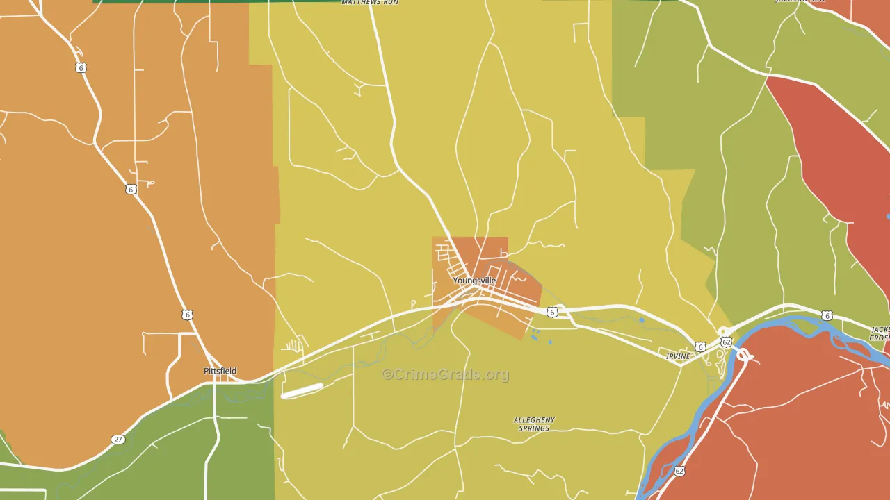Youngsville, PA Map of Arson Rates