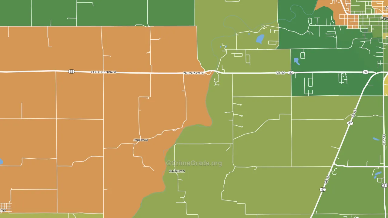 Yountsville, IN Map of Arson Rates