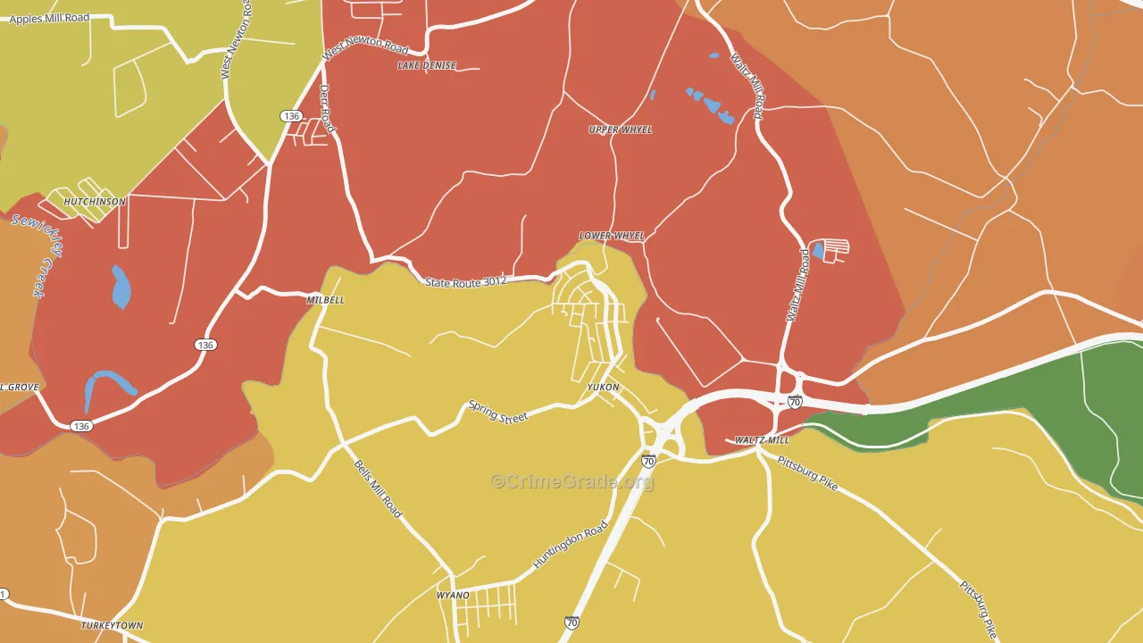 Yukon, PA Map of Arson Rates