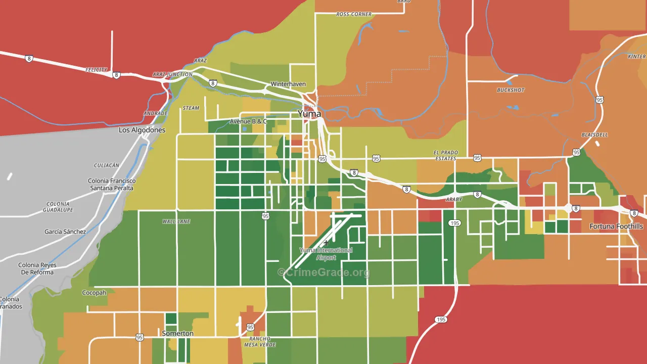 Yuma, AZ Map of Arson Rates