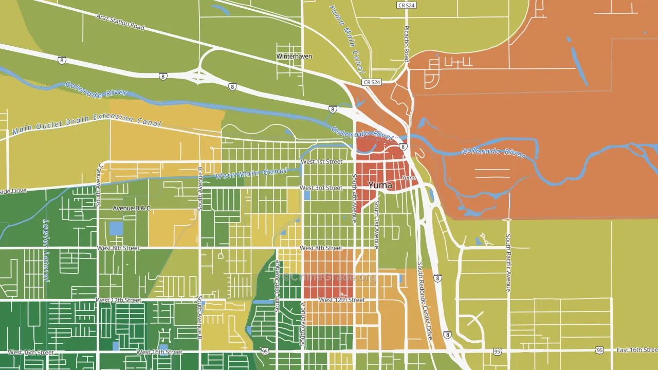Yuma Townsite, Yuma, AZ Map of Arson Rates