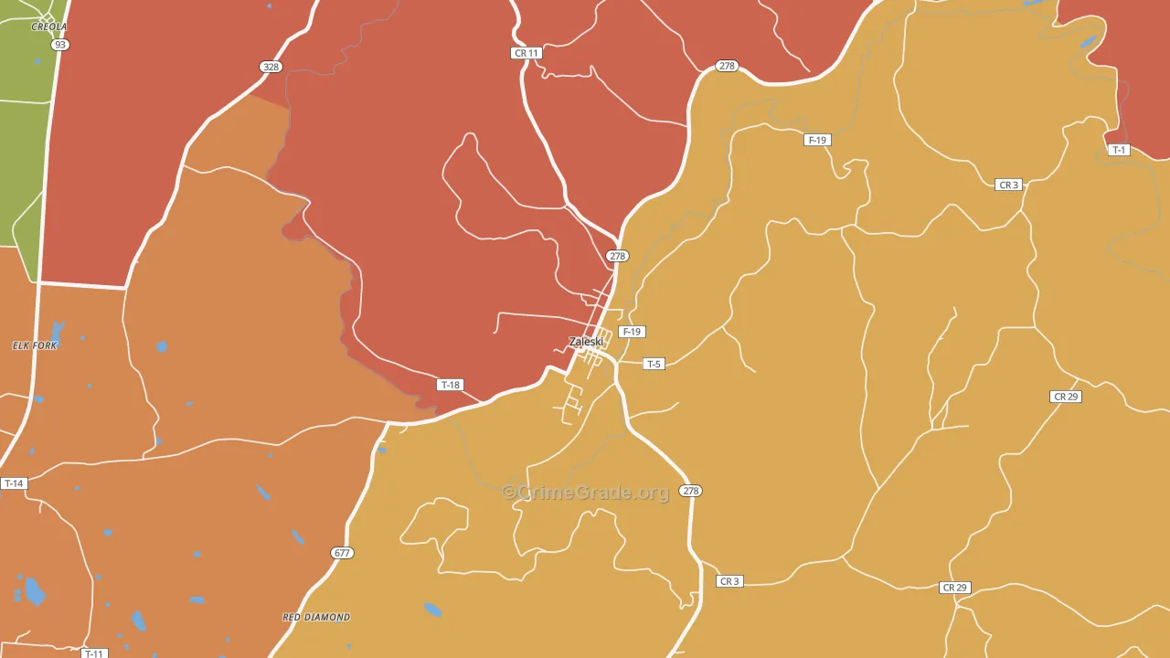 Zaleski, OH Map of Arson Rates