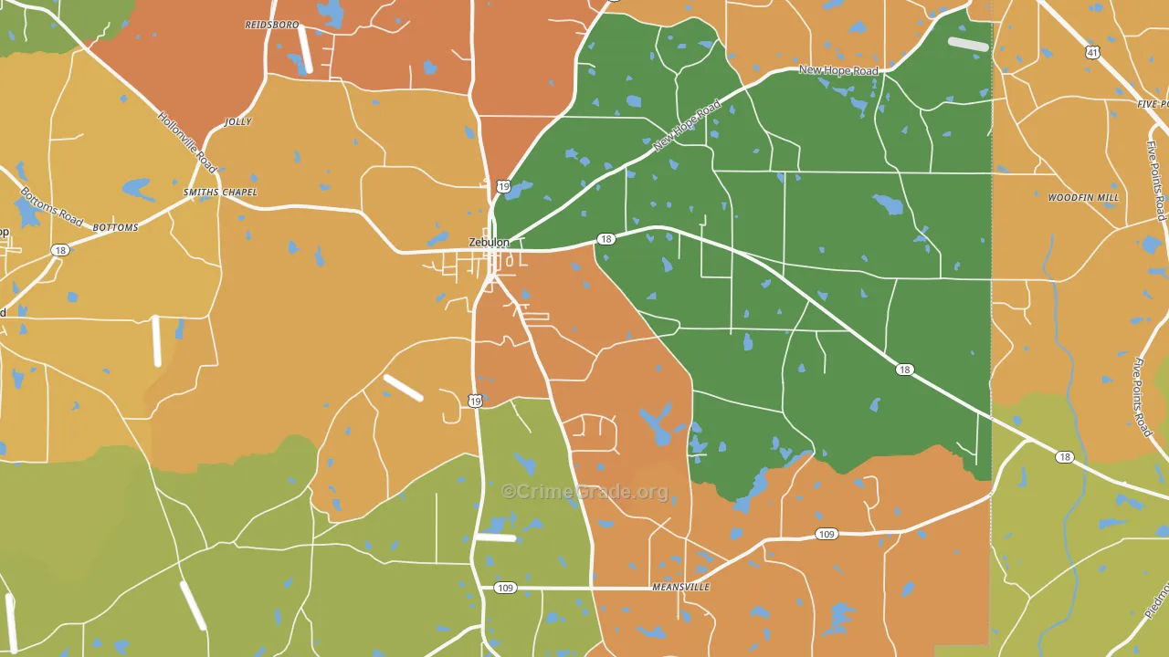 Zebulon, GA Map of Arson Rates