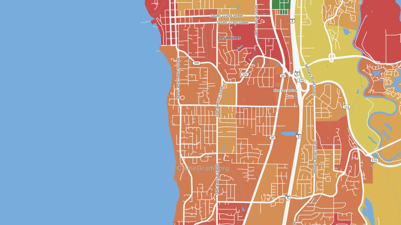 Zenith, Des Moines, WA Map of Arson Rates