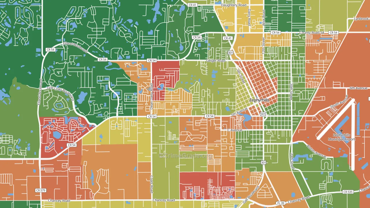 Zephyrhills West, FL Map of Arson Rates