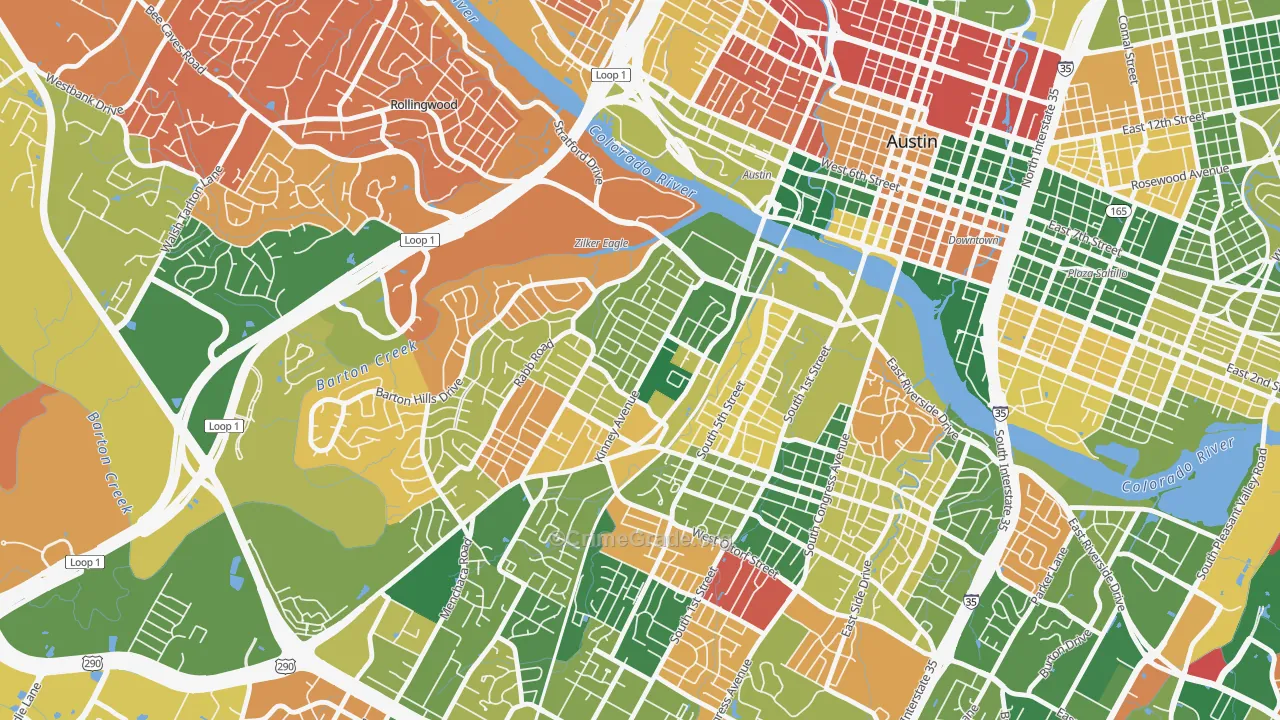 Zilker, Austin, TX Map of Arson Rates