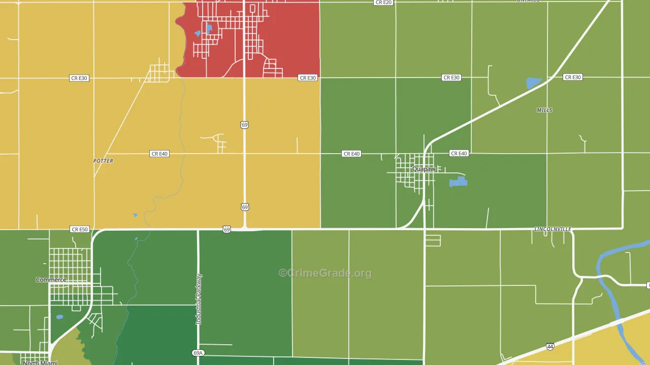 Zincville, OK Map of Arson Rates