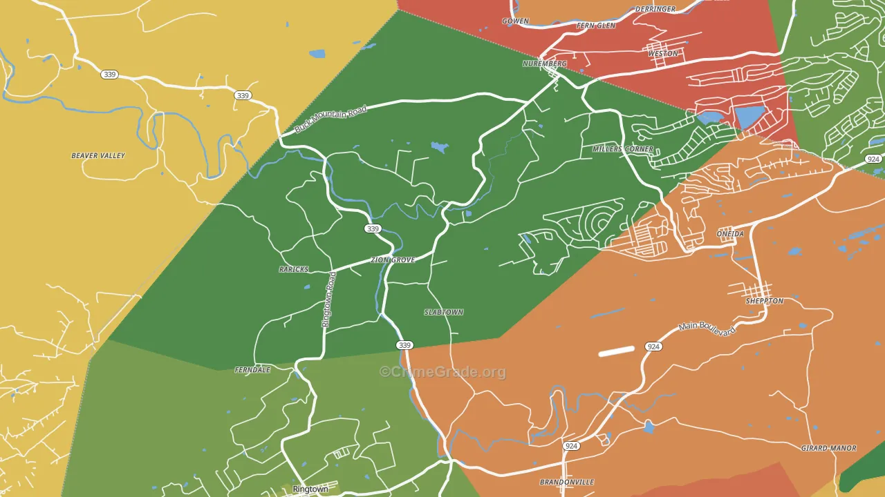 Zion Grove, PA Map of Arson Rates