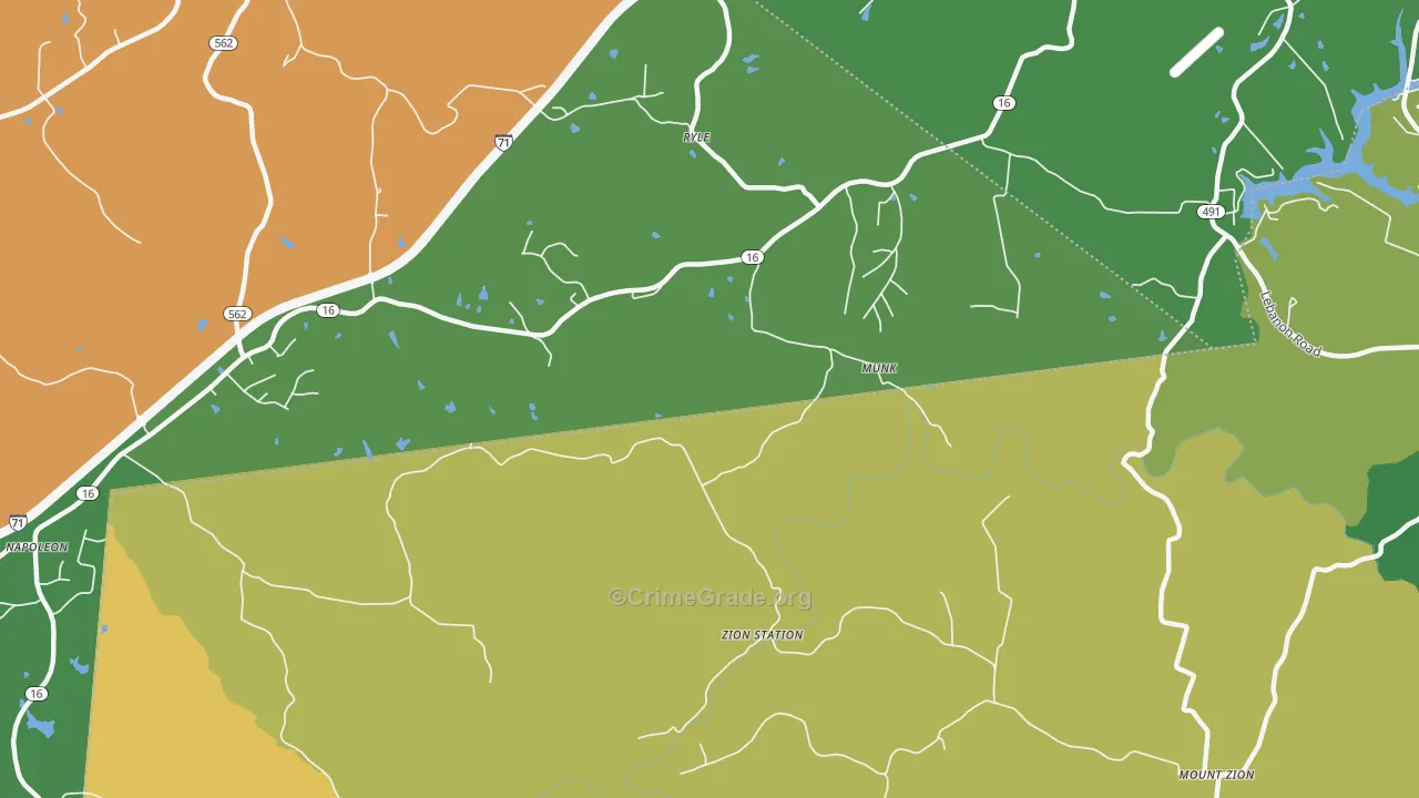 Zion Station, KY Map of Arson Rates