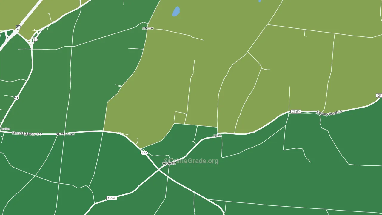 Zoar, NY Map of Arson Rates