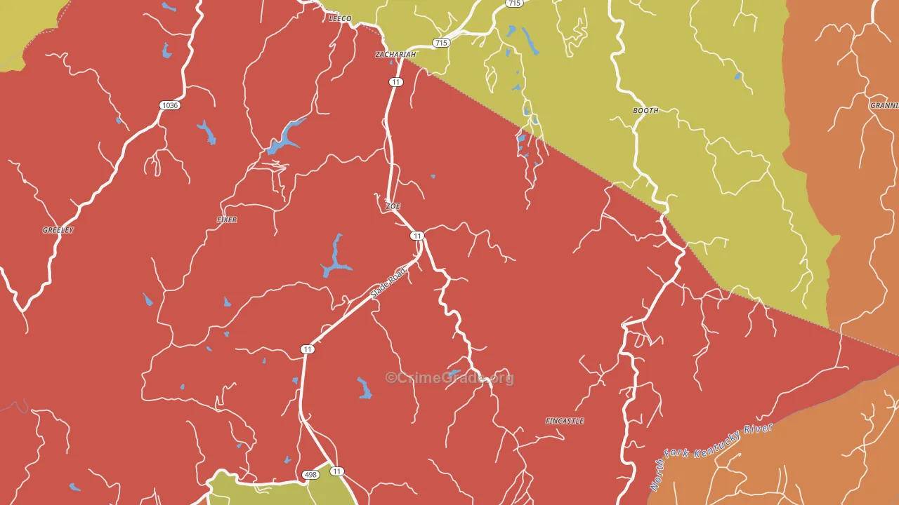 Zoe, KY Map of Arson Rates