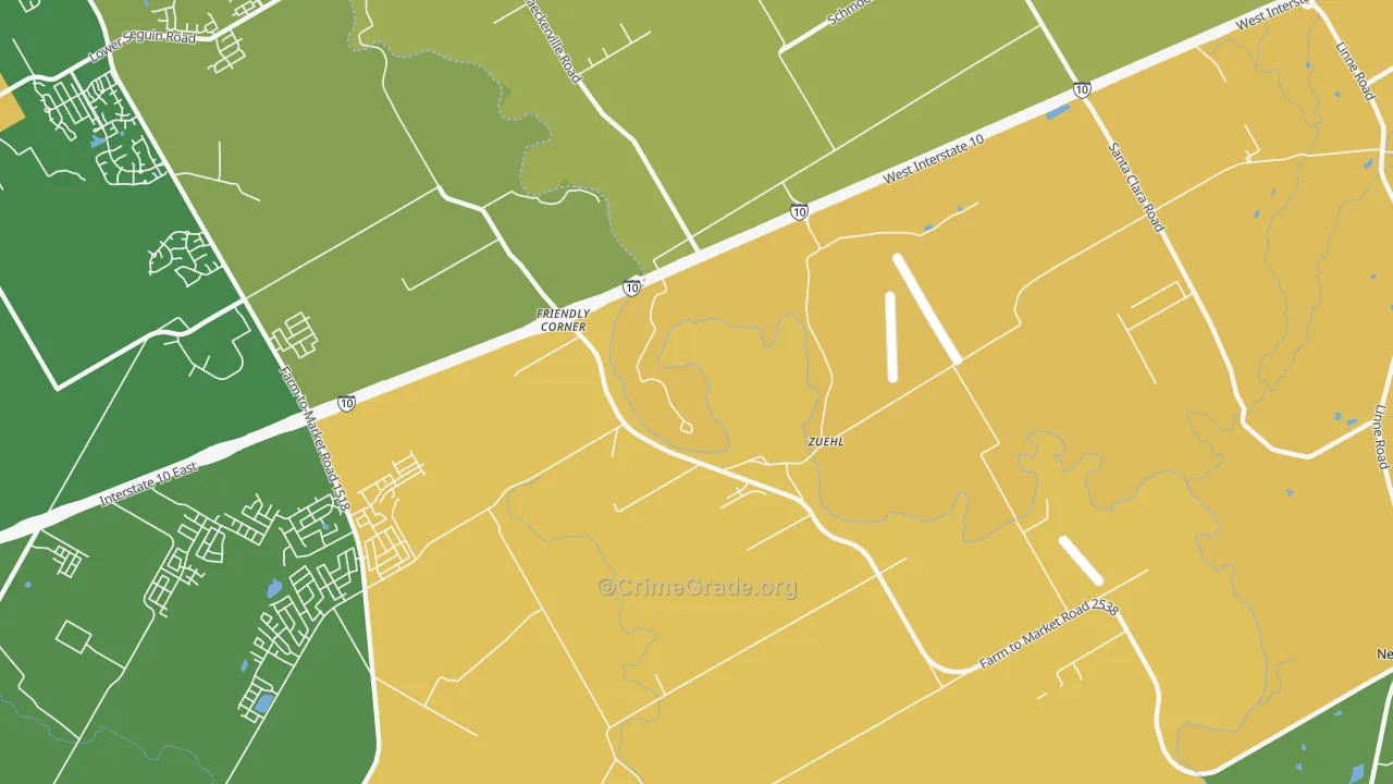 Zuehl, TX Map of Arson Rates