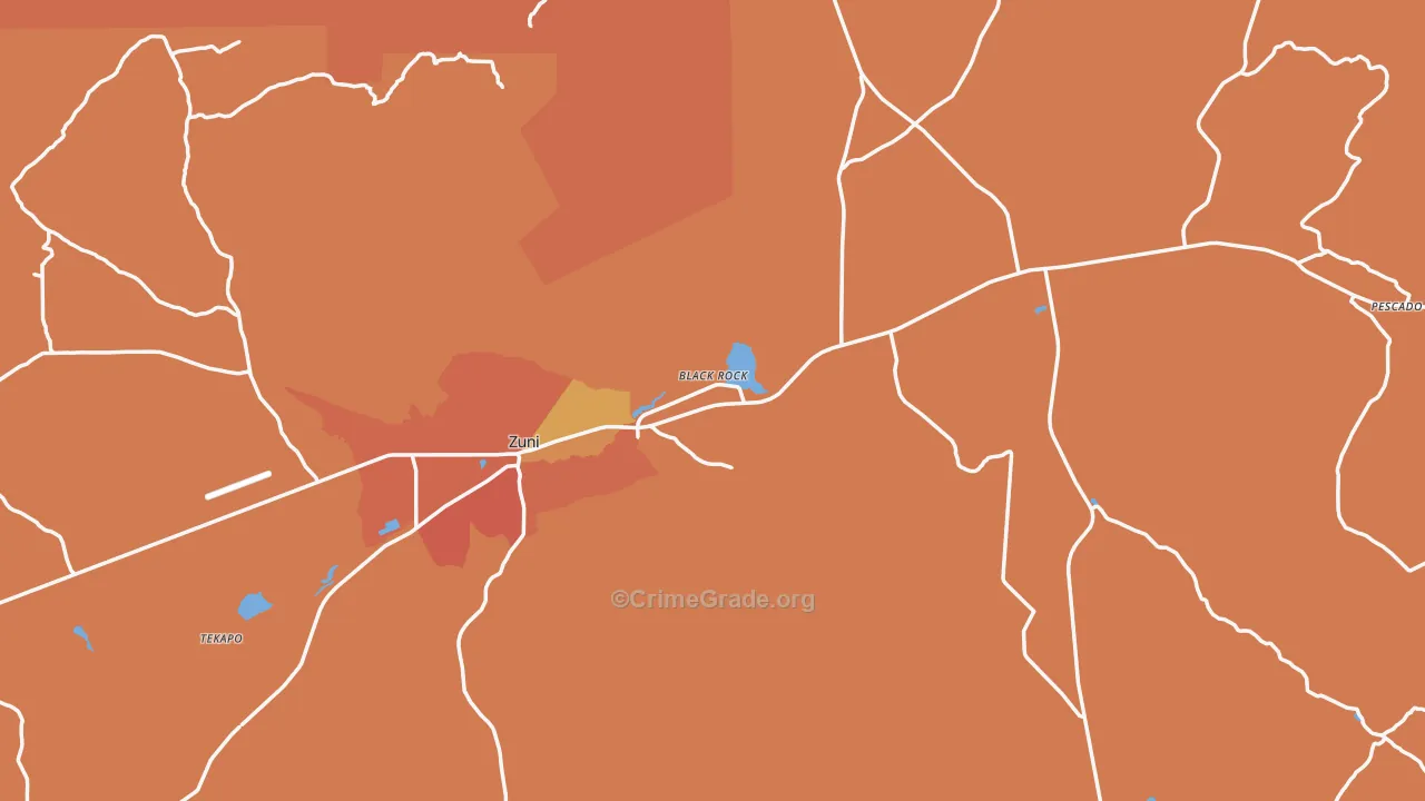 Zuni, NM Map of Arson Rates