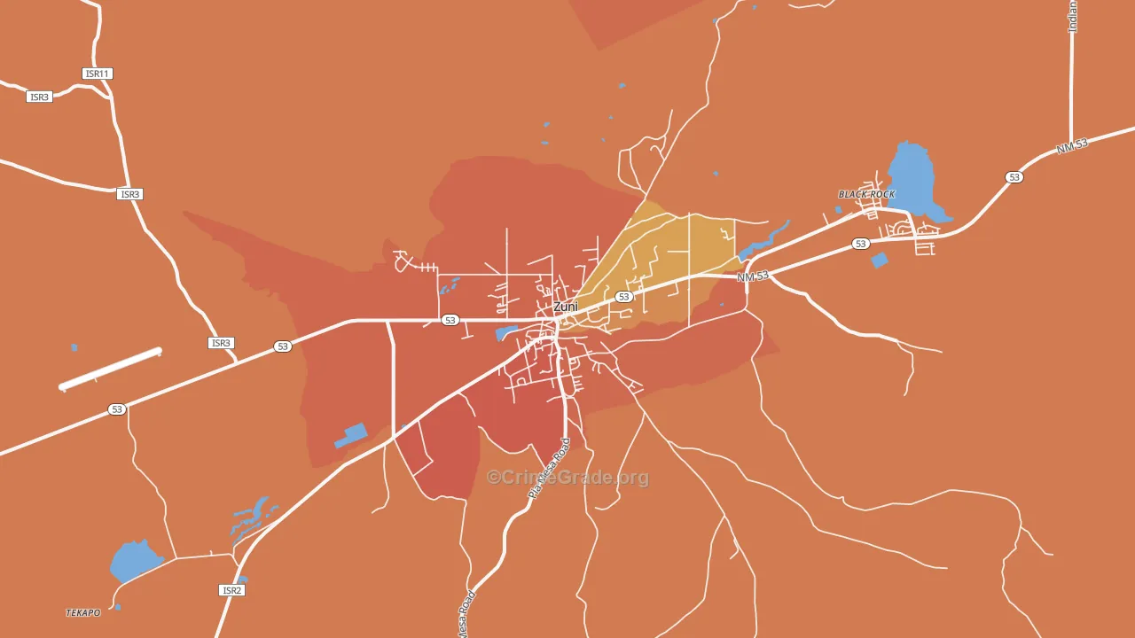 Zuni Pueblo, NM Map of Arson Rates